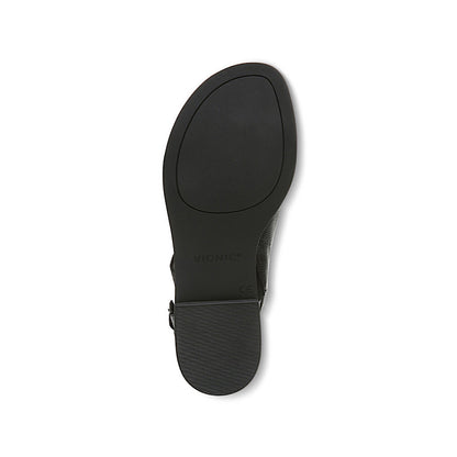 Vionic Ella sandals in black leather.