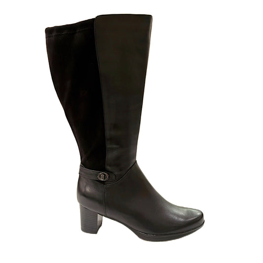 Bottes Blondo en cuir/daim noir imperméable. Mollets plus galbés.