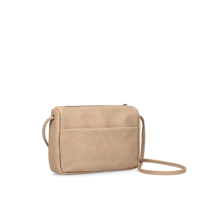 Sac à main en cuir vegan taupe.