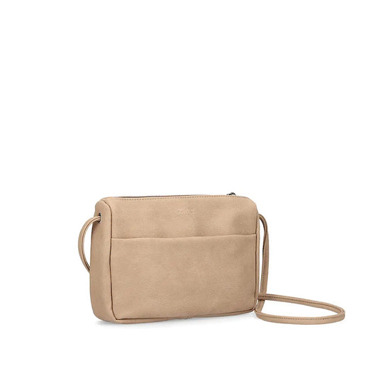 Sac à main en cuir vegan taupe.