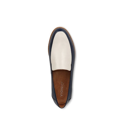 Chaussures Vionic Kensley en cuir bleu/ivore.