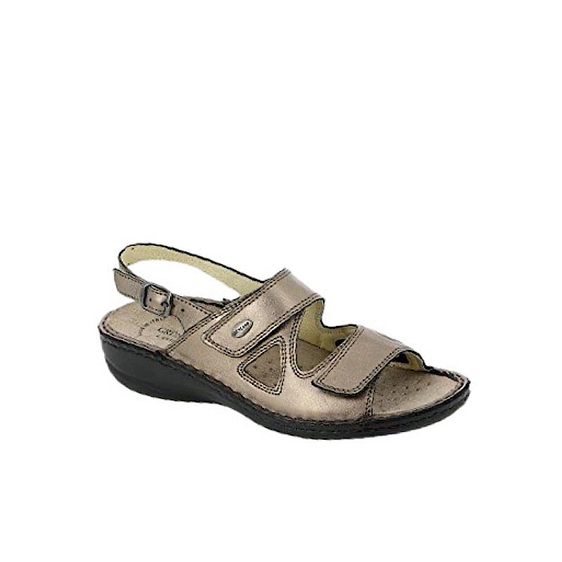 Grünland sandals in anthracite leather, removable insoles.