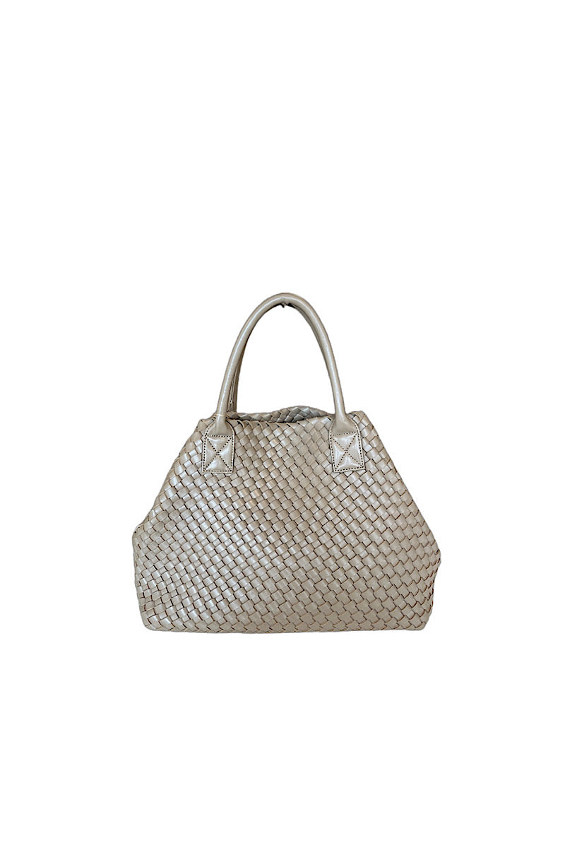 Taupe handbag, vegan leather.