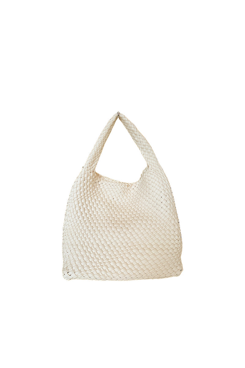 Ivory handbag, vegan leather.