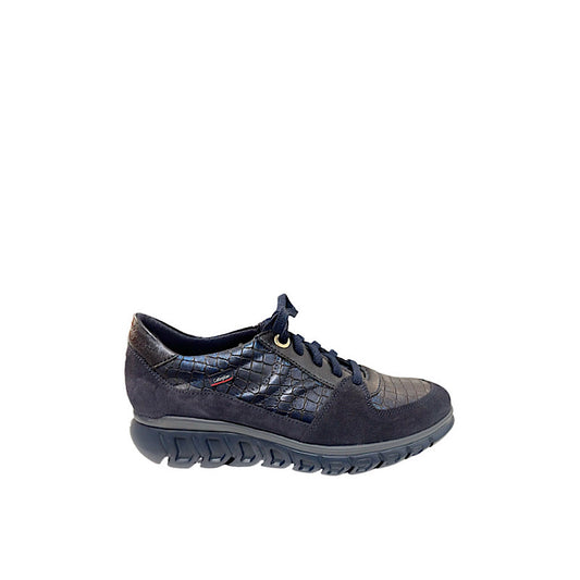 Callaghan lace-up shoes in blue croc-effect leather and blue suede.