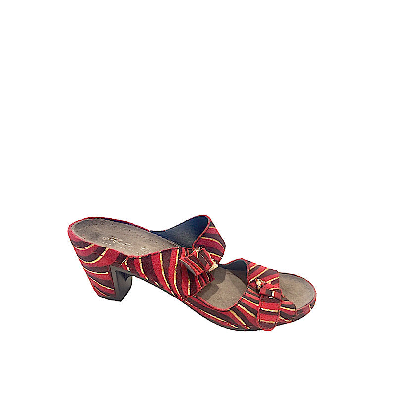 Red and gold Helle sandals. 