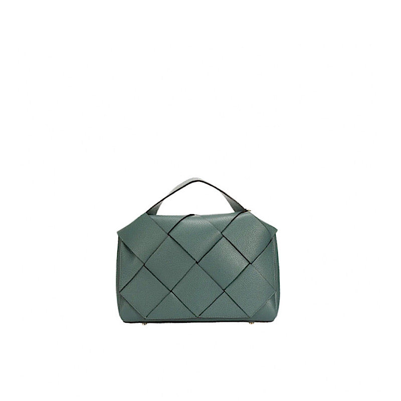 Teal blue leather handbag.
 Made in Europe.