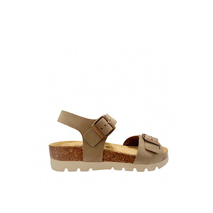 Khaki suede walking sandals.