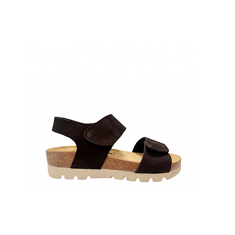 Black suede walking sandals.