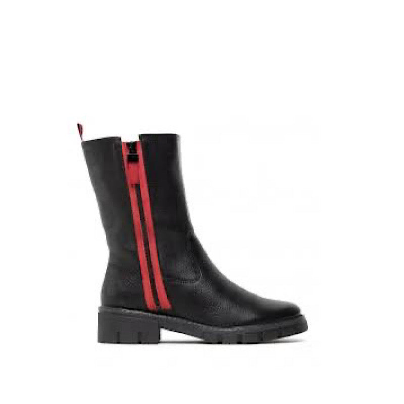 Ara 23133 boots in black leather and red line. 