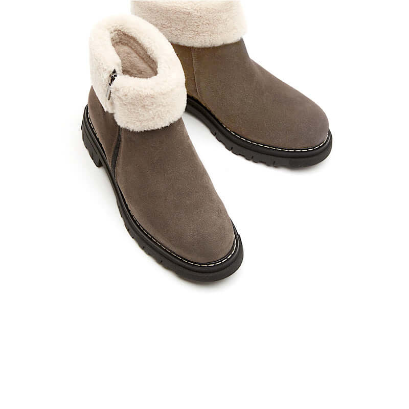 Declan boot in greige suede by La Canadienne. Web exclusive. Gift with purchase.