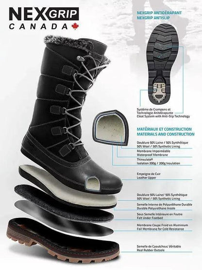 Bottes Nexgrip Ice Oslo en suède noir. - Boutique Prestige