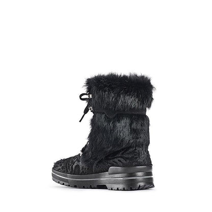 Bottes Olang Fiore en fourrure noire. - Boutique Prestige