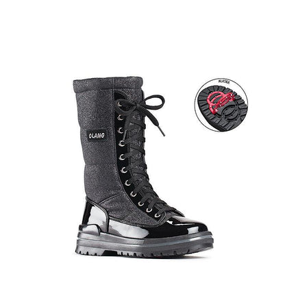 Bottes Olang Glamour noir texture brillante. - Boutique Prestige