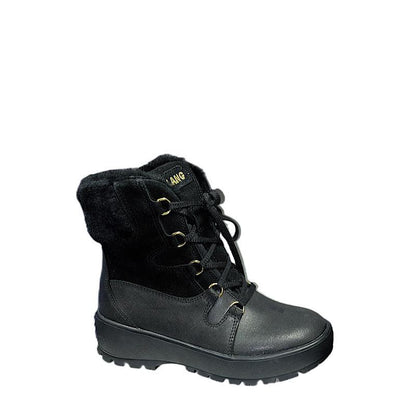 Bottes Olang Pomona en cuir noir imperméable. - Boutique Prestige