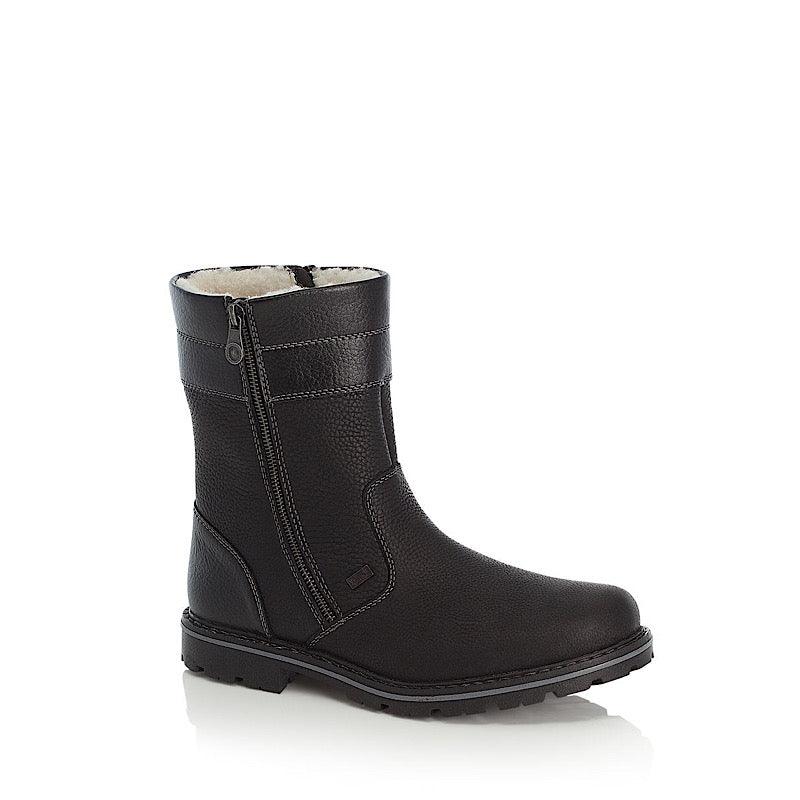 Bottes pour hommes en laine de Rieker 37761-00 en cuir noir.