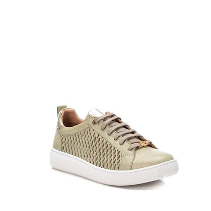 Chaussures lacées en cuir khaki. - Boutique Prestige