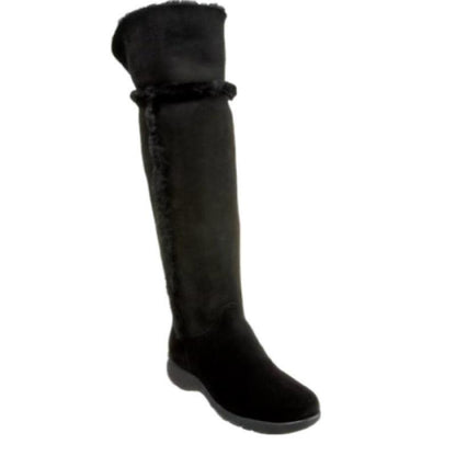 *presque tout vendu* 
Bottes en mouton La Canadienne, en suède noir imperméable. - Boutique Prestige