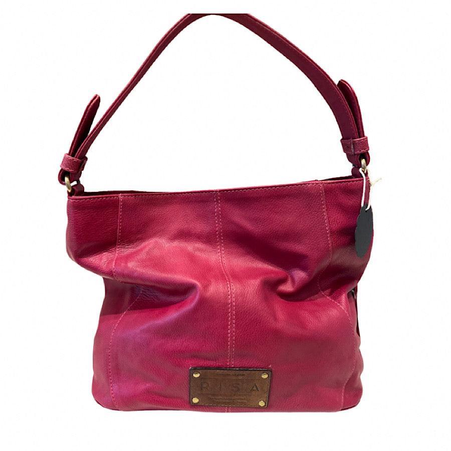 Sac main fuschia en cuir recycl avec franges