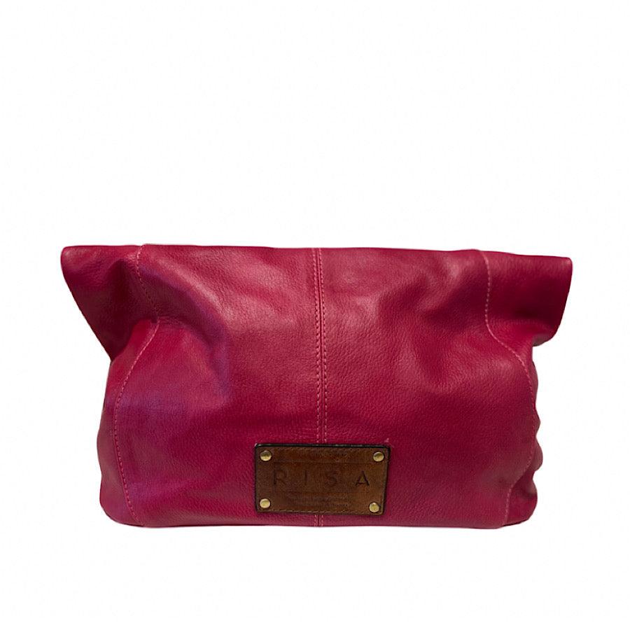 Sac main fuschia en cuir recycl avec franges