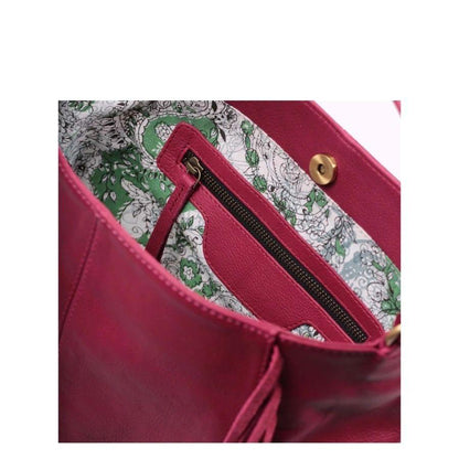 Sac à main en cuir nappa fuschia avec franges - Boutique Prestige