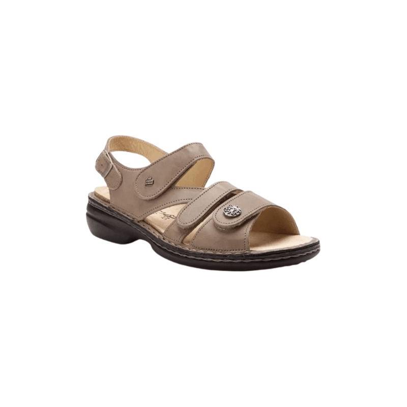 Sandales orthopédiques Finn Comfort Gomera en cuir beige.